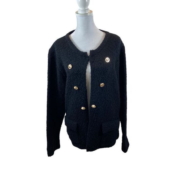 Sioni Brand Black Single Button Closure Open Front Sweater Jacket Size XL - Picture 5 of 16